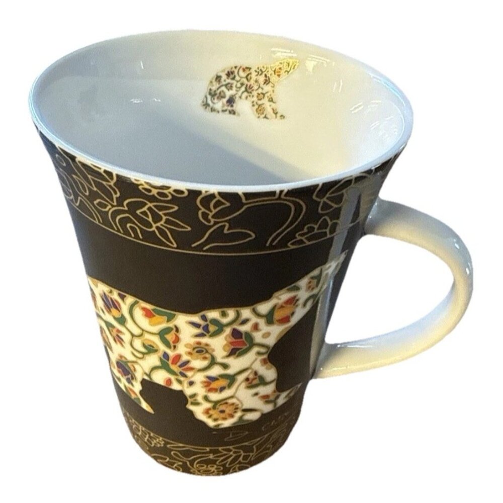 Oscardo Canada Bear Mug Signed Black With Multicolor Floral Polar Bear